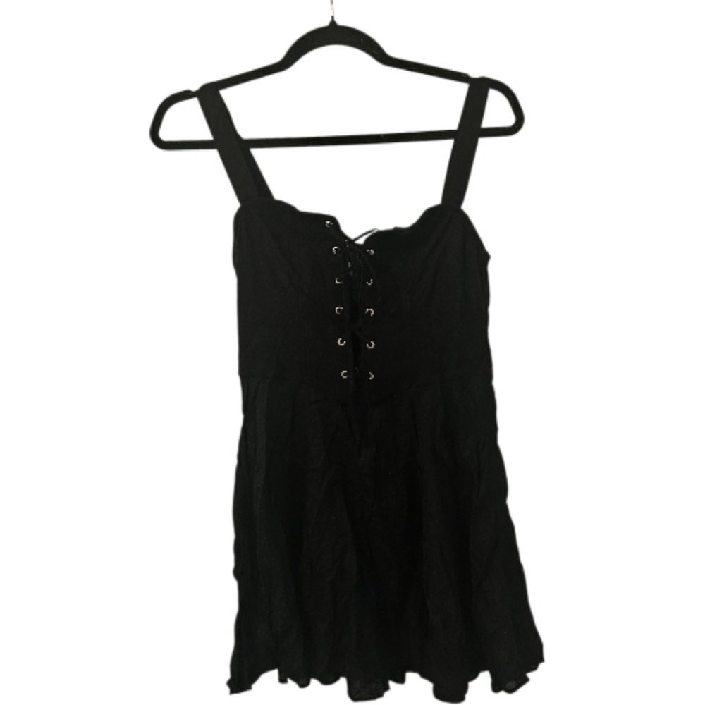 Black Free People Women's Not a Chance Corset Mini Slip Dress